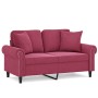 Sofá de 2 plazas con cojines terciopelo rojo tinto 120 cm de , Sofás - Ref: Foro24-3200939, Precio: 281,13 €, Descuento: %