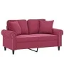 Sofá de 2 plazas con cojines terciopelo rojo tinto 120 cm de , Sofás - Ref: Foro24-3200939, Precio: 276,11 €, Descuento: %