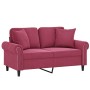 Sofá de 2 plazas con cojines terciopelo rojo tinto 120 cm de , Sofás - Ref: Foro24-3200939, Precio: 281,13 €, Descuento: %