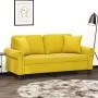 Sofá de 2 plazas con cojines terciopelo amarillo 140 cm de , Sofás - Ref: Foro24-3200951, Precio: 232,85 €, Descuento: %