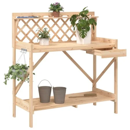 Banco para macetas con enrejado de madera maciza de abeto de , Soportes para macetas - Ref: Foro24-368428, Precio: 61,66 €, D...