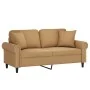 Sofá de 2 plazas con cojines terciopelo marrón 140 cm de , Sofás - Ref: Foro24-3200952, Precio: 250,01 €, Descuento: %