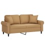 Sofá de 2 plazas con cojines terciopelo marrón 140 cm de , Sofás - Ref: Foro24-3200952, Precio: 254,12 €, Descuento: %