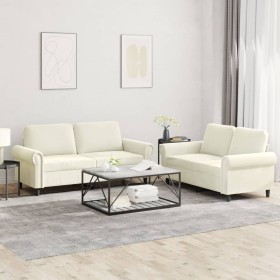 Juego de sofás con cojines 2 piezas terciopelo crema de , Sofás - Ref: Foro24-3202218, Precio: 487,01 €, Descuento: %