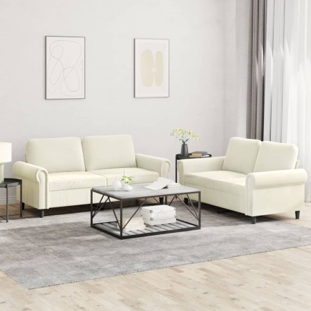Juego de sofás con cojines 2 piezas terciopelo crema de , Sofás - Ref: Foro24-3202218, Precio: 487,01 €, Descuento: %