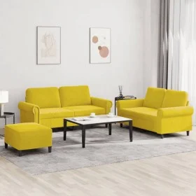 Juego de sofás con cojines 3 piezas terciopelo amarillo de , Sofás - Ref: Foro24-3202226, Precio: 480,99 €, Descuento: %