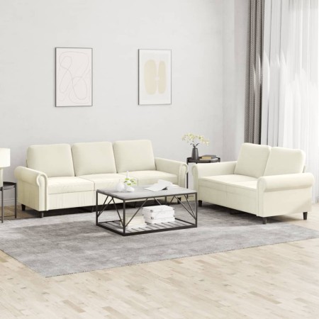 Juego de sofás con cojines 2 piezas terciopelo crema de , Sofás - Ref: Foro24-3202258, Precio: 547,88 €, Descuento: %