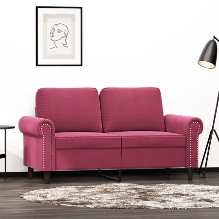 Sofá de 2 plazas de terciopelo rojo tinto 120 cm de , Sofás - Ref: Foro24-359523, Precio: 263,74 €, Descuento: %