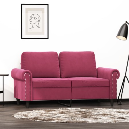 Sofá de 2 plazas de terciopelo rojo tinto 120 cm de , Sofás - Ref: Foro24-359523, Precio: 268,75 €, Descuento: %