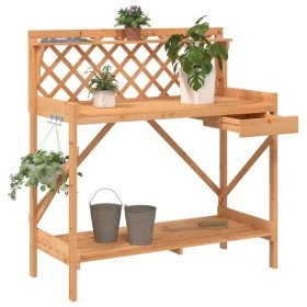 Banco para macetas con enrejado madera maciza de abeto marrón de , Soportes para macetas - Ref: Foro24-368429, Precio: 76,99 ...