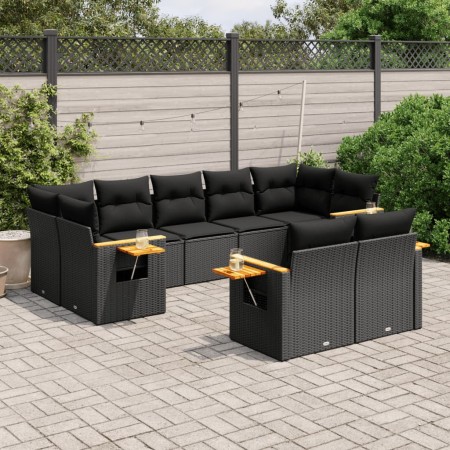 Set de sofás de jardín 8 piezas y cojines ratán sintético negro de , Conjuntos de jardín - Ref: Foro24-3227126, Precio: 587,0...