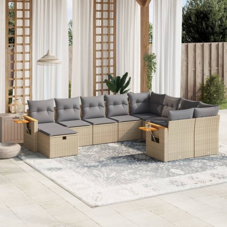 Juego de sofás jardín con cojines beige 10 pzas ratán sintético de , Conjuntos de jardín - Ref: Foro24-3227158, Precio: 582,0...