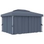 Cenador con cortina gris antracita aluminio 4x3 m de , Carpas y cenadores - Ref: Foro24-3053376, Precio: 549,47 €, Descuento: %