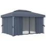 Cenador con cortina gris antracita aluminio 4x3 m de , Carpas y cenadores - Ref: Foro24-3053376, Precio: 539,28 €, Descuento: %
