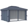 Cenador con cortina gris antracita aluminio 4x3 m de , Carpas y cenadores - Ref: Foro24-3053376, Precio: 549,47 €, Descuento: %