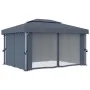 Cenador con cortina gris antracita aluminio 4x3 m de , Carpas y cenadores - Ref: Foro24-3053376, Precio: 539,28 €, Descuento: %