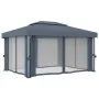 Cenador con cortina gris antracita aluminio 4x3 m de , Carpas y cenadores - Ref: Foro24-3053376, Precio: 539,28 €, Descuento: %