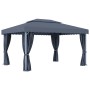 Cenador con cortina gris antracita aluminio 4x3 m de , Carpas y cenadores - Ref: Foro24-3053376, Precio: 549,47 €, Descuento: %