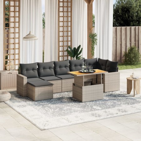Set de sofás de jardín 8 pzas y cojines ratán sintético gris de , Conjuntos de jardín - Ref: Foro24-3264735, Precio: 445,95 €...