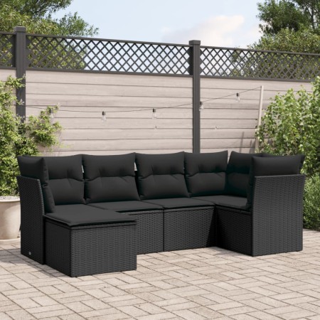 Set de sofás de jardín 6 piezas y cojines ratán sintético negro de , Conjuntos de jardín - Ref: Foro24-3249784, Precio: 402,8...