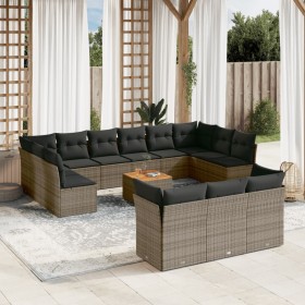 Set de sofás de jardín 14 pzas con cojines ratán sintético gris de , Conjuntos de jardín - Ref: Foro24-3256256, Precio: 810,9...