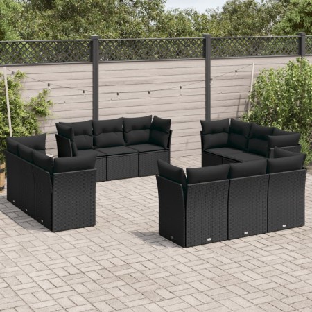 Set de sofás de jardín 12 piezas cojines ratán sintético negro de , Conjuntos de jardín - Ref: Foro24-3249164, Precio: 914,89...