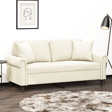 Sofá de 2 plazas con cojines terciopelo color crema 140 cm de , Sofás - Ref: Foro24-3200953, Precio: 274,83 €, Descuento: %