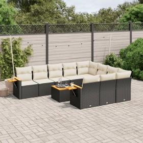 Set de sofás de jardín 11 pzas y cojines ratán sintético negro de , Conjuntos de jardín - Ref: Foro24-3227183, Precio: 616,34...