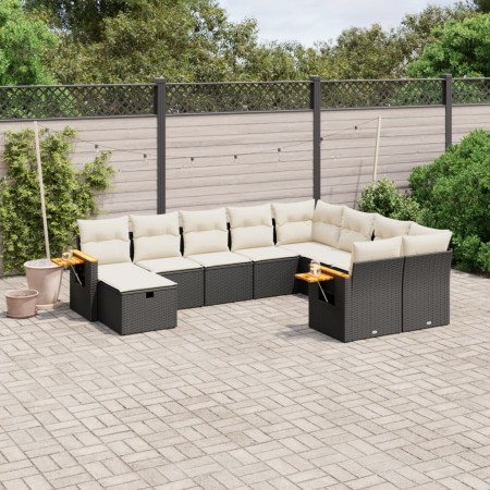 Set de sofás de jardín 10 pzas cojines ratán sintético negro de , Conjuntos de jardín - Ref: Foro24-3227155, Precio: 563,84 €...