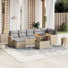 Juego de sofás jardín con cojines beige mezcla 8 pzas ratán PE de , Conjuntos de jardín - Ref: Foro24-3264734, Precio: 468,60...