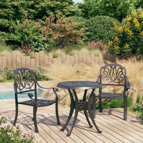 Mesa y sillas de bistró 3 piezas aluminio fundido negro de , Conjuntos de jardín - Ref: Foro24-3070572, Precio: 520,69 €, Des...
