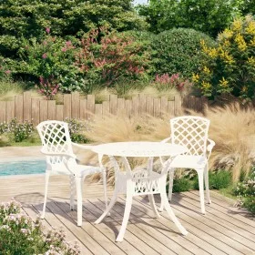 Mesa y sillas de bistró 3 piezas aluminio fundido blanco de , Conjuntos de jardín - Ref: Foro24-3070585, Precio: 457,03 €, De...
