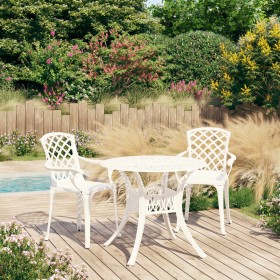 Mesa y sillas de bistró 3 piezas aluminio fundido blanco de , Conjuntos de jardín - Ref: Foro24-3070585, Precio: 505,96 €, De...