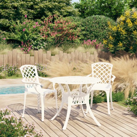 Mesa y sillas de bistró 3 piezas aluminio fundido blanco de , Conjuntos de jardín - Ref: Foro24-3070585, Precio: 505,96 €, De...