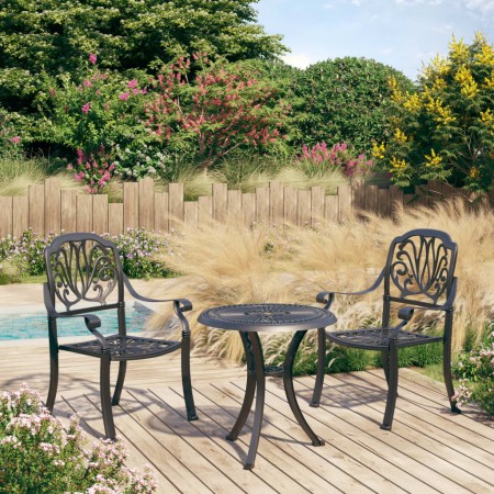 Mesa y sillas de bistró 3 piezas aluminio fundido negro de , Conjuntos de jardín - Ref: Foro24-3070566, Precio: 472,11 €, Des...
