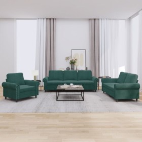 Juego de sofás con cojines 3 piezas terciopelo verde oscuro de , Sofás - Ref: Foro24-3202172, Precio: 737,72 €, Descuento: %