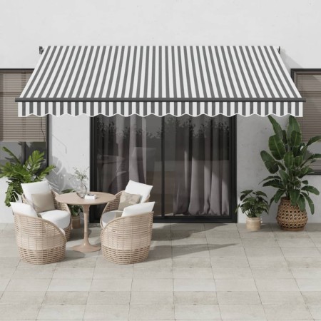 Toldo retráctil manual gris antracita y blanco 400x350 cm en Toldos | Comprar online en Foru.es