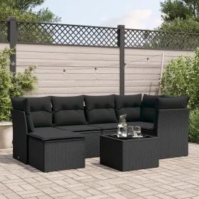 Set de comedor de jardín 7 pzas y cojines ratán sintético negro de , Conjuntos de jardín - Ref: Foro24-3249794, Precio: 439,9...
