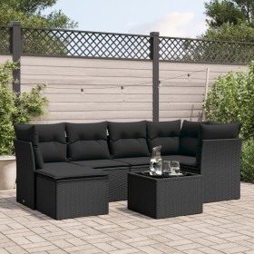 Set de comedor de jardín 7 pzas y cojines ratán sintético negro de , Conjuntos de jardín - Ref: Foro24-3249794, Precio: 457,2...