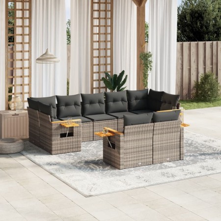 Set de muebles de jardín 9 pzas y cojines ratán sintético gris de , Conjuntos de jardín - Ref: Foro24-3227131, Precio: 549,67...
