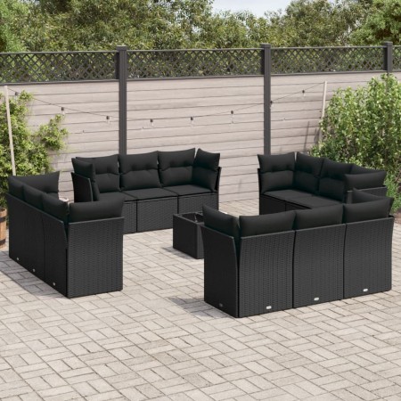 Set de sofás de jardín y cojines 13 pzas ratán sintético negro de , Conjuntos de jardín - Ref: Foro24-3249174, Precio: 956,82...