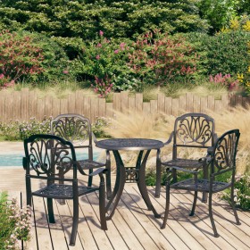 Mesa y sillas de bistró 5 piezas aluminio fundido negro de , Conjuntos de jardín - Ref: Foro24-3070599, Precio: 882,92 €, Des...