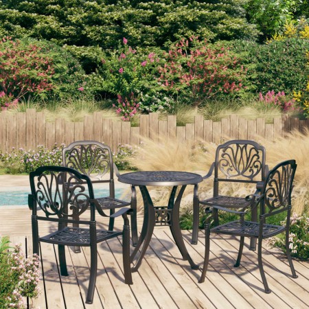 Mesa y sillas de bistró 5 piezas aluminio fundido negro de , Conjuntos de jardín - Ref: Foro24-3070599, Precio: 882,92 €, Des...