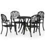 Mesa y sillas de bistró 5 piezas aluminio fundido negro de , Conjuntos de jardín - Ref: Foro24-3070599, Precio: 882,92 €, Des...