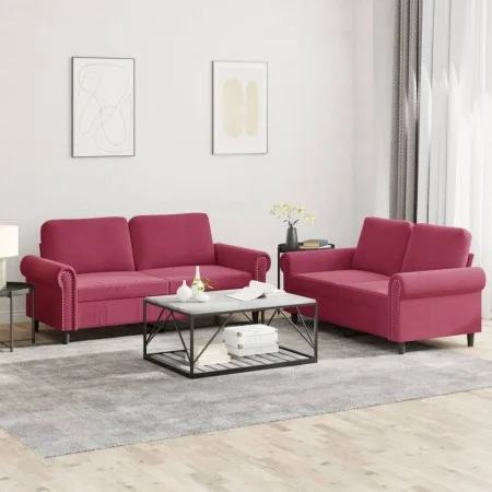 Juego de sofás con cojines 2 piezas terciopelo rojo tinto de , Sofás - Ref: Foro24-3202214, Precio: 531,14 €, Descuento: %