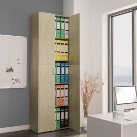 Armario de oficina contrachapado color roble 60x32x190 cm de vidaXL, Armarios archivadores - Ref: Foro24-800300, Precio: 153,...