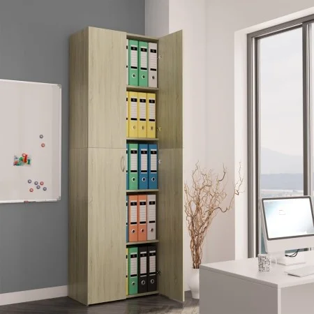 Armario de oficina contrachapado color roble 60x32x190 cm de vidaXL, Armarios archivadores - Ref: Foro24-800300, Precio: 153,...