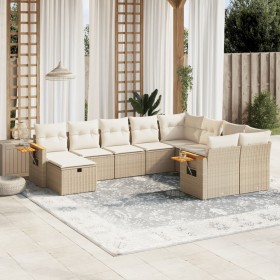 Juego de sofás jardín con cojines beige 10 pzas ratán sintético de , Conjuntos de jardín - Ref: Foro24-3227157, Precio: 673,5...