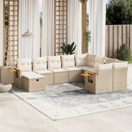 Juego de sofás jardín con cojines beige 10 pzas ratán sintético de , Conjuntos de jardín - Ref: Foro24-3227157, Precio: 673,5...