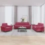 Three-piece velvet sofa set with red wine cushions by , Sofas - Ref: Foro24-3202174, Price: 706,36 €, Discount: %